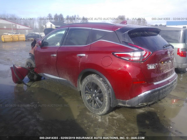 5N1AZ2MH6JN130421 - 2018 NISSAN MURANO S/SL/SV/PLATINUM MAROON photo 3