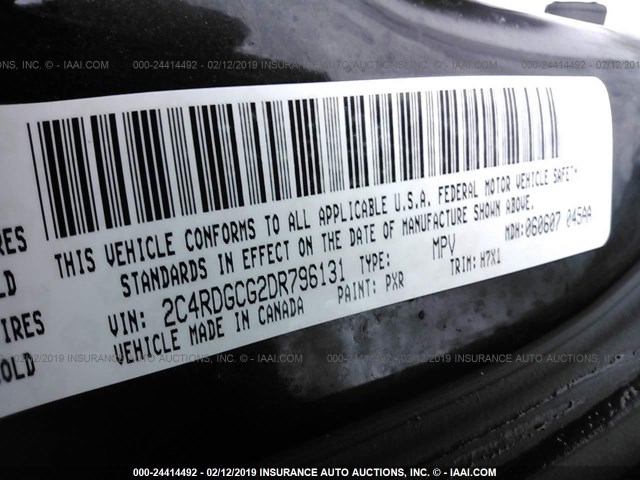 2C4RDGCG2DR796131 - 2013 DODGE GRAND CARAVAN SXT GRAY photo 9