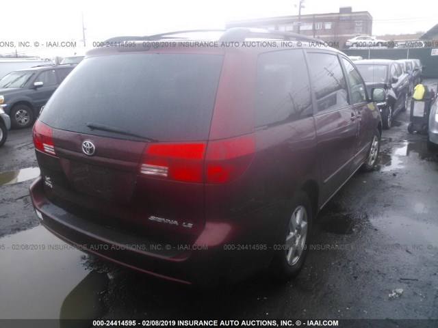 5TDZA23CX4S053992 - 2004 TOYOTA SIENNA CE/LE RED photo 4