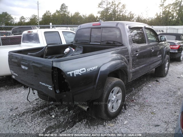 5TFJU4GN4FX088682 - 2015 TOYOTA TACOMA DOUBLE CAB PRERUNNER GRAY photo 4