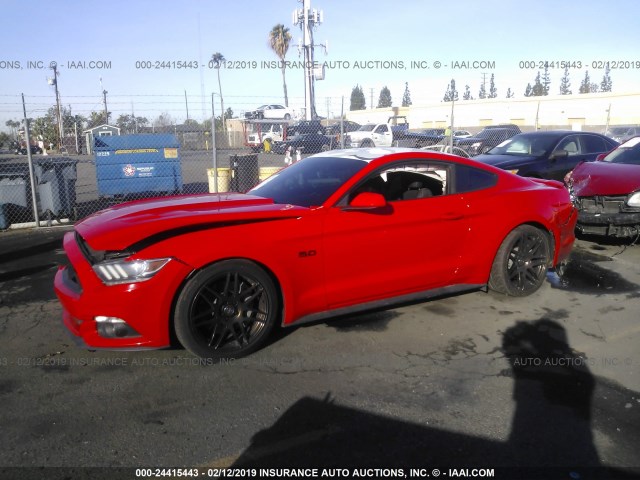 1FA6P8CF6G5221044 - 2016 FORD MUSTANG GT RED photo 2