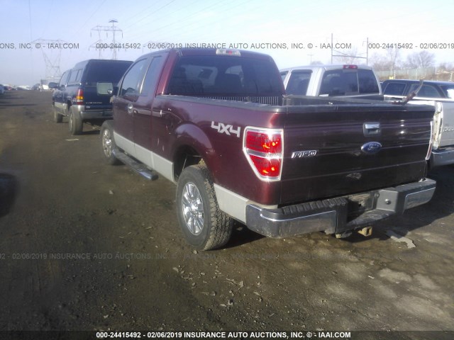 1FTPX14VX9FB24485 - 2009 FORD F150 SUPER CAB BURGUNDY photo 3