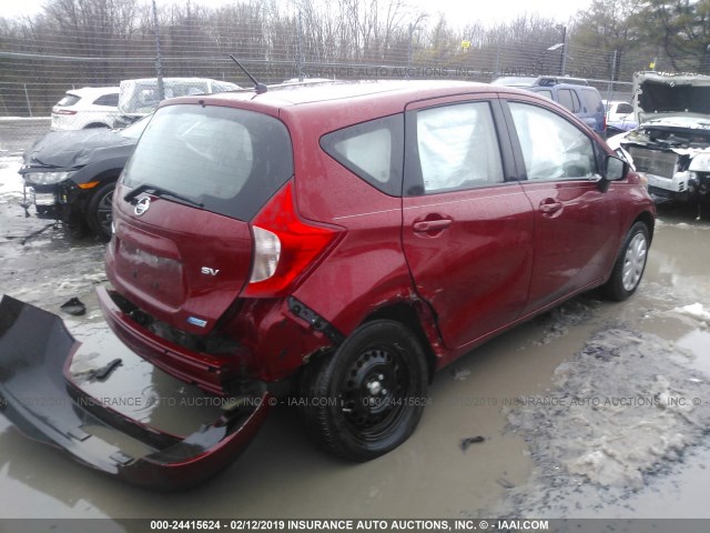 3N1CE2CP7FL380536 - 2015 NISSAN VERSA NOTE S/S PLUS/SV/SL/SR RED photo 4