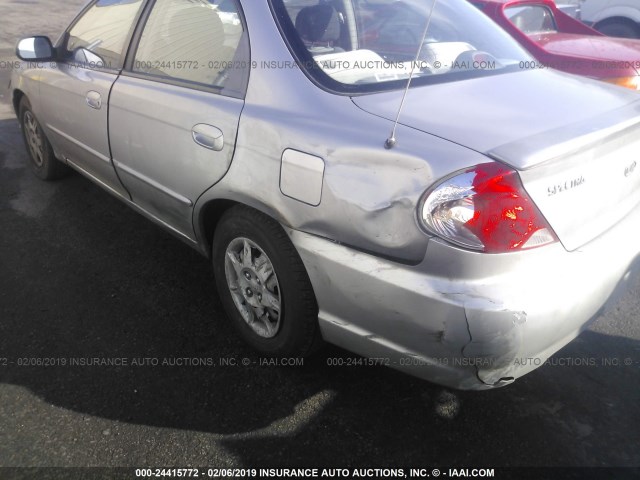 KNAFB121335298421 - 2003 KIA SPECTRA LS SILVER photo 6