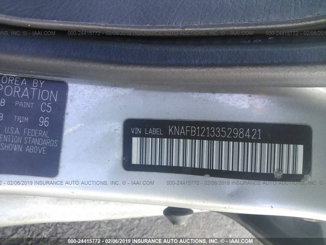 KNAFB121335298421 - 2003 KIA SPECTRA LS SILVER photo 9