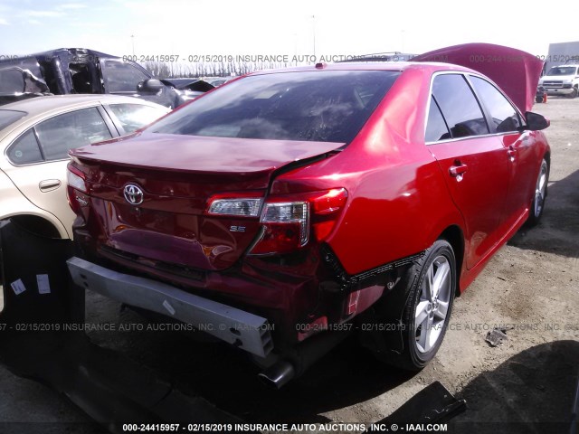 4T1BF1FK6DU723111 - 2013 TOYOTA CAMRY L/SE/LE/XLE RED photo 4