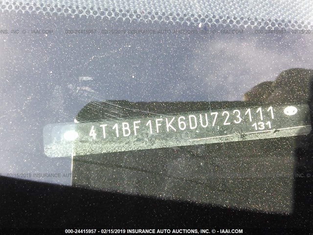 4T1BF1FK6DU723111 - 2013 TOYOTA CAMRY L/SE/LE/XLE RED photo 9