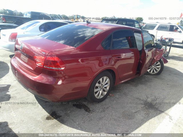 1VWAT7A31FC033865 - 2015 VOLKSWAGEN PASSAT S RED photo 4