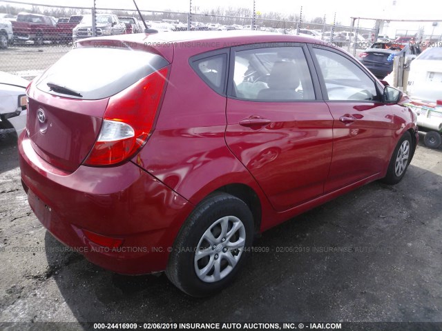 KMHCT5AE0EU160242 - 2014 HYUNDAI ACCENT GLS/GS RED photo 4