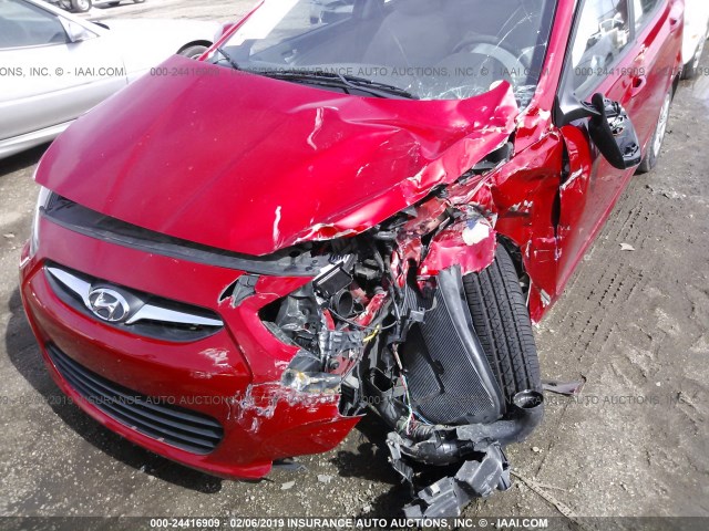 KMHCT5AE0EU160242 - 2014 HYUNDAI ACCENT GLS/GS RED photo 6