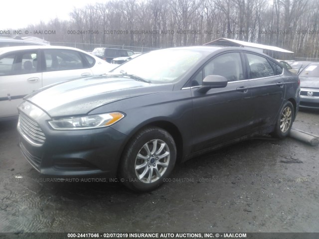 1FA6P0G71F5111165 - 2015 FORD FUSION S GRAY photo 2