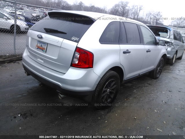 2FMDK3GC1DBB23982 - 2013 FORD EDGE SE SILVER photo 4