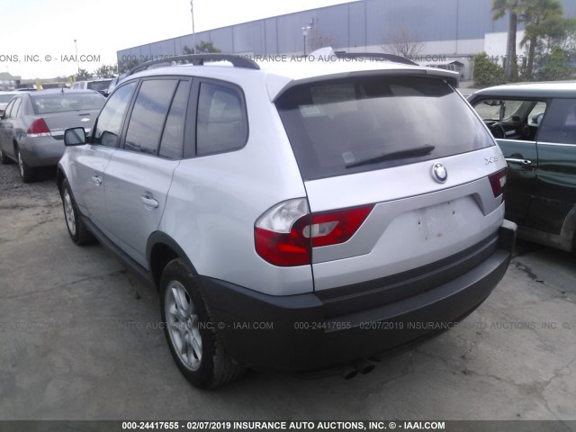 WBXPA73454WB27077 - 2004 BMW X3 2.5I SILVER photo 3