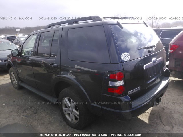 1FMEU63E37UA58686 - 2007 FORD EXPLORER XLT BLACK photo 3