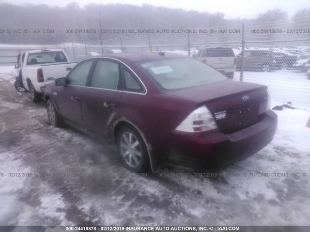 1FAHP24W98G116797 - 2008 FORD TAURUS SEL MAROON photo 3