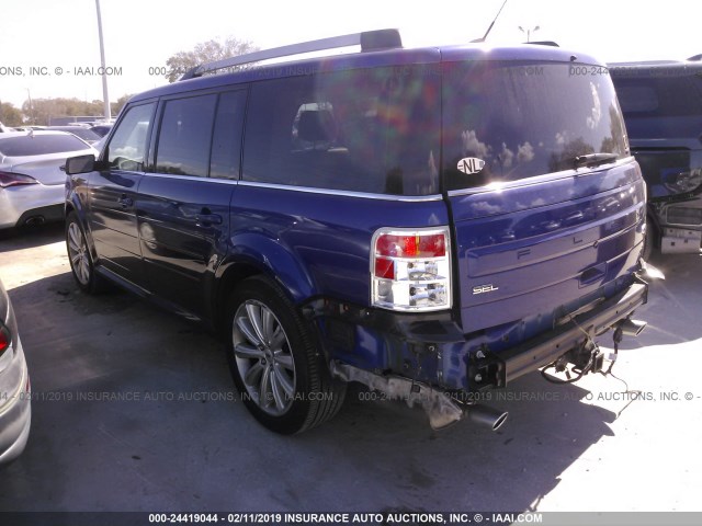 2FMGK5C89DBD30212 - 2013 FORD FLEX SEL BLUE photo 3