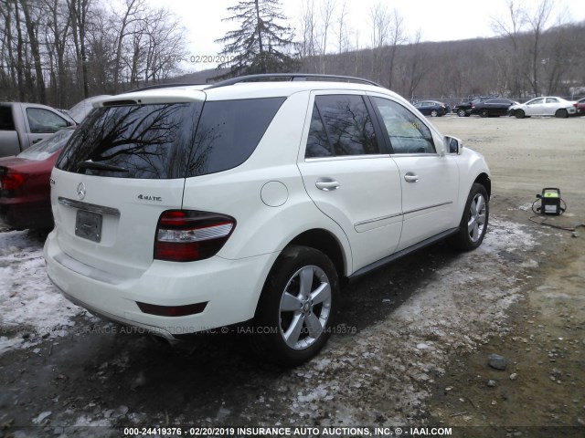 4JGBB8GB2BA679609 - 2011 MERCEDES-BENZ ML 350 4MATIC WHITE photo 4