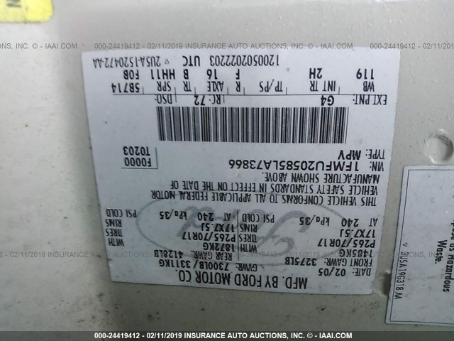 1FMFU20585LA73866 - 2005 FORD EXPEDITION LIMITED WHITE photo 9