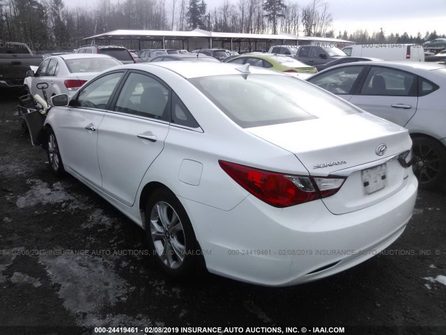 5NPEC4AC1BH162920 - 2011 HYUNDAI SONATA SE/LIMITED WHITE photo 3