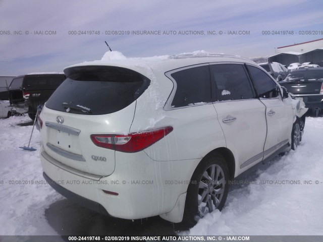 5N1AL0MM1EC536224 - 2014 INFINITI QX60 WHITE photo 4