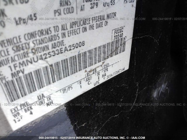 1FMNU42S33EA25008 - 2003 FORD EXCURSION LIMITED BLACK photo 9