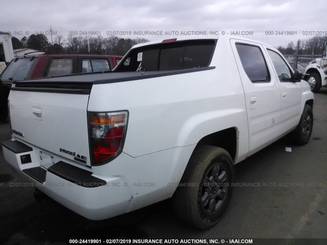 2HJYK16358H501733 - 2008 HONDA RIDGELINE RTX WHITE photo 4