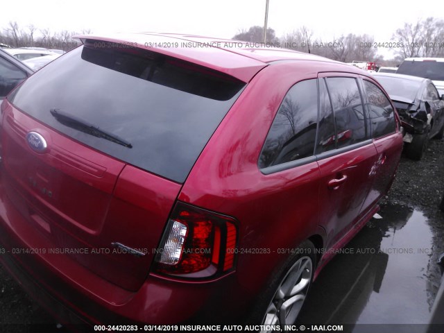 2FMDK3AK2BBB08761 - 2011 FORD EDGE SPORT RED photo 4