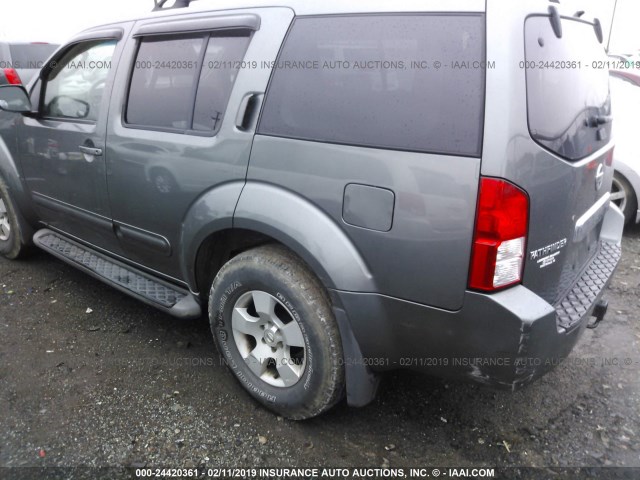 5N1AR18U87C633616 - 2007 NISSAN PATHFINDER LE/SE/XE GRAY photo 3