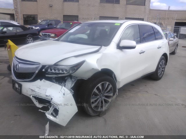 5FRYD3H4XFB008504 - 2015 ACURA MDX TECHNOLOGY WHITE photo 2