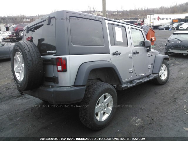 1C4BJWDG9EL196073 - 2014 JEEP WRANGLER UNLIMITE SPORT GRAY photo 4