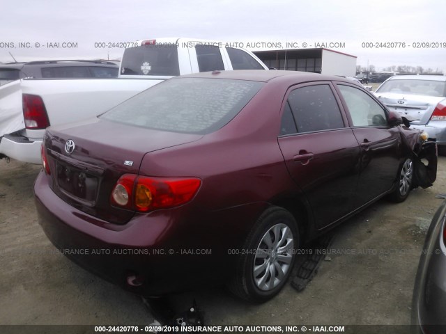 1NXBU40E39Z127360 - 2009 TOYOTA COROLLA S/LE/XLE RED photo 4