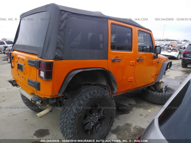 1C4HJWFG5CL271811 - 2012 JEEP WRANGLER UNLIMITE RUBICON ORANGE photo 4