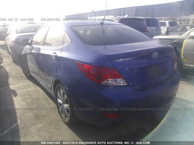 KMHCU4AE8CU075878 - 2012 HYUNDAI ACCENT GLS/GS/SE BLUE photo 3