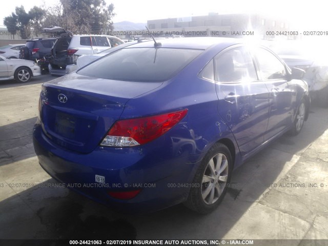 KMHCU4AE8CU075878 - 2012 HYUNDAI ACCENT GLS/GS/SE BLUE photo 4