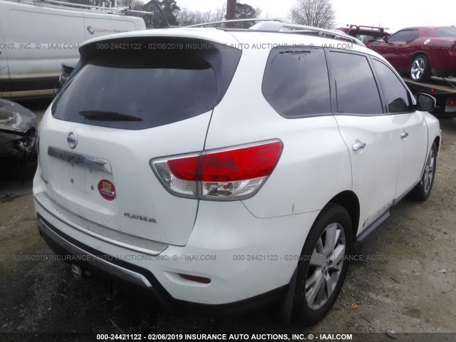 5N1AR2MN8EC686561 - 2014 NISSAN PATHFINDER S/SV/SL/PLATINUM TURQUOISE photo 4