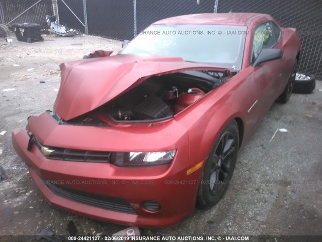 2G1FE1E37E9324203 - 2014 CHEVROLET CAMARO LS RED photo 2