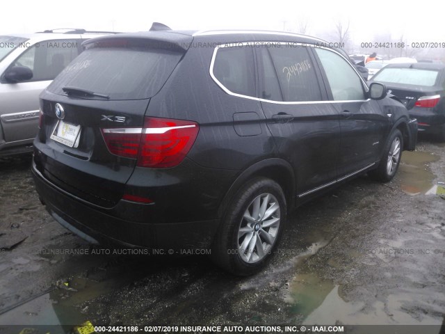 5UXWX5C52BL703061 - 2011 BMW X3 XDRIVE28I BLACK photo 4
