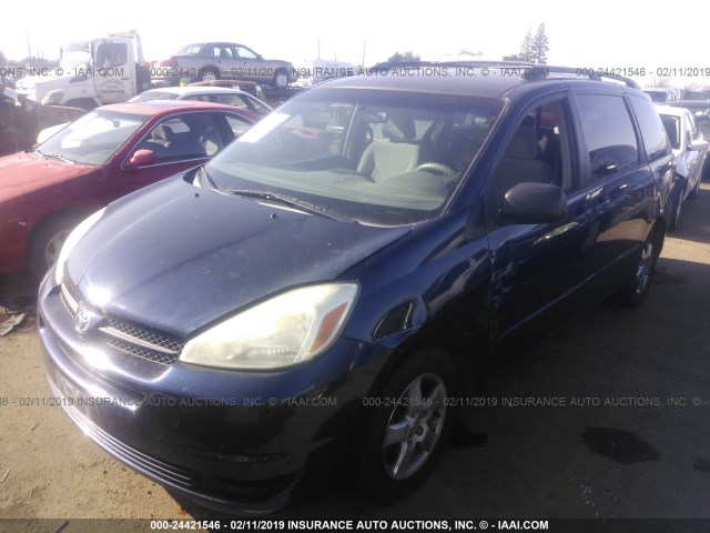 5TDZA23C04S001156 - 2004 TOYOTA SIENNA CE/LE BLUE photo 2