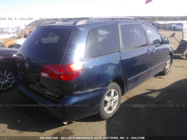 5TDZA23C04S001156 - 2004 TOYOTA SIENNA CE/LE BLUE photo 4