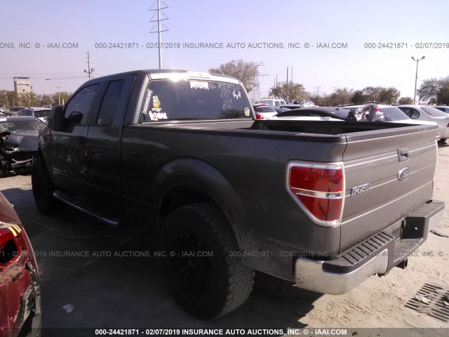 1FTEX1E83AKE41696 - 2010 FORD F150 SUPER CAB GRAY photo 3