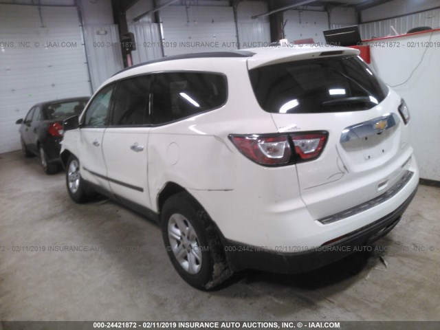 1GNKRFED3DJ126342 - 2013 CHEVROLET TRAVERSE LS WHITE photo 3