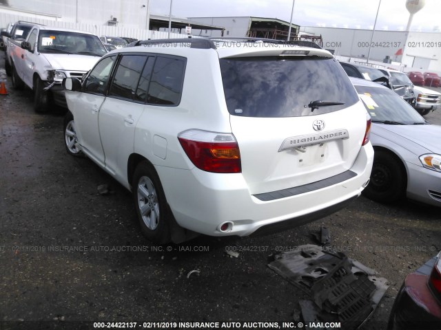 5TDKK3EHXAS011363 - 2010 TOYOTA HIGHLANDER SE WHITE photo 3