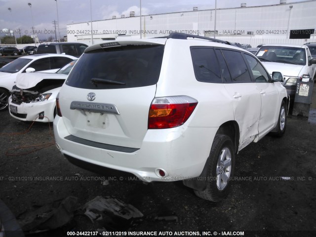 5TDKK3EHXAS011363 - 2010 TOYOTA HIGHLANDER SE WHITE photo 4