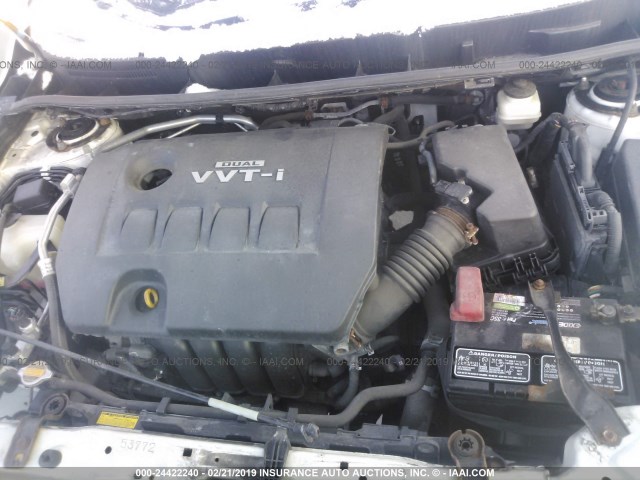 2T1KU4EE6AC193450 - 2010 TOYOTA COROLLA MATRIX  WHITE photo 10