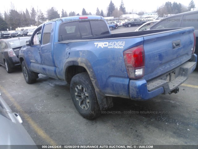 5TFSZ5ANXJX140846 - 2018 TOYOTA TACOMA ACCESS CAB/SR5/TRD SPT/OR BLUE photo 3