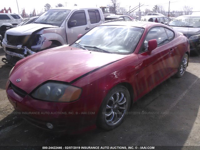 KMHHN65F83U079768 - 2003 HYUNDAI TIBURON GT RED photo 2