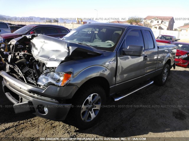 1FTFX1CF0DFC81036 - 2013 FORD F150 SUPER CAB GRAY photo 2