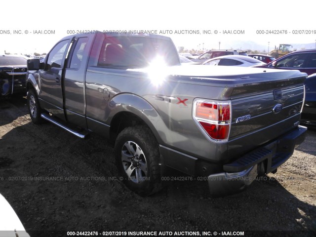 1FTFX1CF0DFC81036 - 2013 FORD F150 SUPER CAB GRAY photo 3