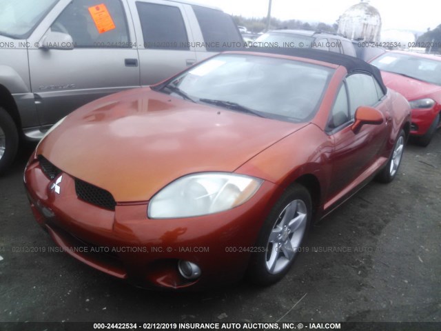 4A3AL25F18E011038 - 2008 MITSUBISHI ECLIPSE SPYDER GS ORANGE photo 2