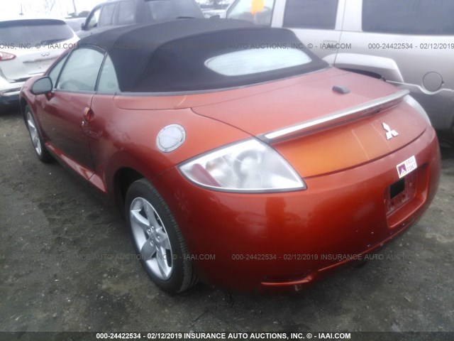 4A3AL25F18E011038 - 2008 MITSUBISHI ECLIPSE SPYDER GS ORANGE photo 3